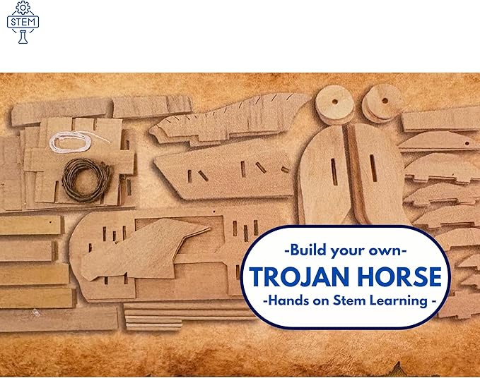 Pathfinders STEM Kit – Trojan Horse Model | DIY Wooden Craft Kit for Kids 10-14 | Girls Arts &amp Crafts STEM Gift | Ancient Greek History Project | Hands-On Educational Toy Engineering and Science