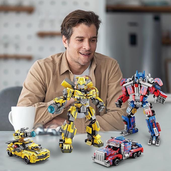HIGH GODO Transforming Building Set 2in1 Transforming Robot and Truck Building Kit Cool Robots Gifts Toys for Teens Adults 14+ (879 PCS)