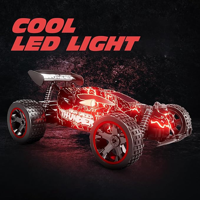 Tecnock RC Cars for Kids 1:18 Scale 2WD RC Car with LED Lights 2.4GHz Remote Control Car with USB-C Easy Charging &amp 50 Mins Playtime Toys Gifts for Boys &amp Girls Ages 8-12