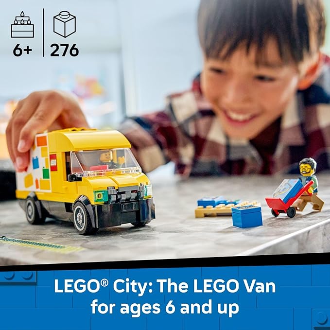 LEGO City: The Van Building Toy for Kids - Pretend Play Set for Boys &amp Girls Ages 6+ - Delivery Van Toy W/2 Minifigures &amp 4 Mini Box Elements - Gift Idea for Birthdays - 60500
