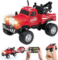 MOONTOY 1:64 Scale Mini Alloy Truck RC Car with LED Lights 2.4Ghz Remote and App Control Toy Car 3-Speed Adjustment Pocket Toy Car for Kids 4-8 Years and Adults (Red)