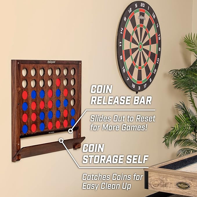 GoSports Wall Mounted Giant 4 in a Row Game - Jumbo 4 Connect Family Fun with Coins