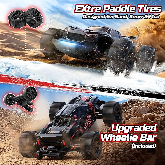 DEERC Fast Brushless RC Car for Adults 1/14 4WD Off-Road Remote Control Car Truck 46+ MPH Waterproof All Terrain RC Truggy with 2X 3S LiPo Batteries