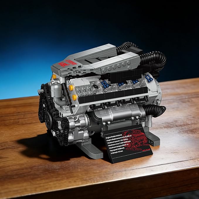 Working V8 Engine Model Building Kit Block-Compatible Physical Science Experiment STEM Toy Collectible Ornament and Creative Gift for Teens Aged 14+ and Adults(931 PCS)