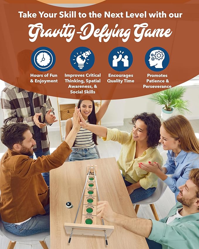 WE Games Shoot the Moon Game (10 Count) Large 18 inch Size Solid Natural Wood Retro Games for Adults Classic Table Top Board Game