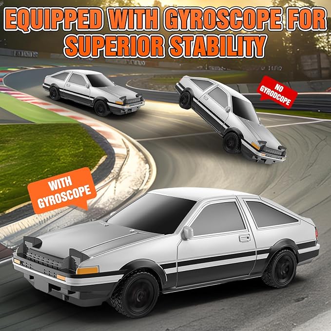 RC Drift car 1/43 Mini Rc Drift car with Gyroscope 2.4GHz Full Proportional Remote control Cars 4WD High Speed Racing with Lights Racing Tires Model Cars Gift for Adults Kids Boys Girls