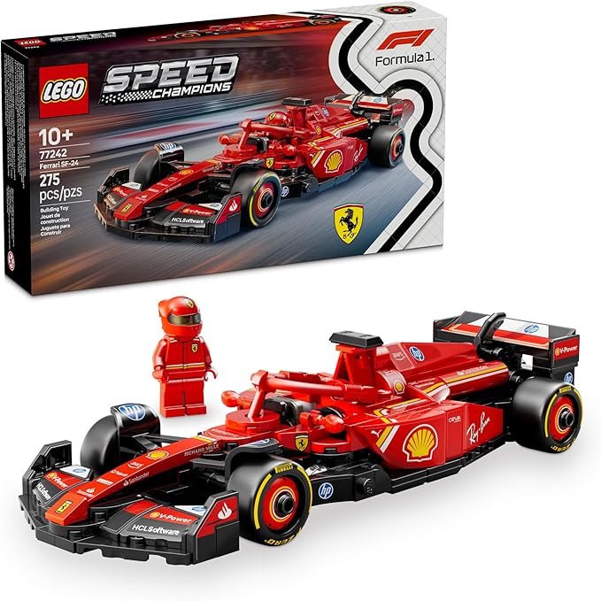 LEGO Speed Champions Ferrari SF-24 F1 Race Car Toys - Building Sets for Kids Boys &amp Girls Ages 10+ - Ferrari F1 Model Car Kits for Display or Play - Gift Ideas for Birthdays and Fans - 77242