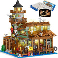 1881PCS Fishing Village Wood Cabin mini Building Blocks Toys with Led LightingCreative Ideals Fishing House Building Sets Best Choice for 6+ Boys Girls or Adults(Not Compatible with Lego)
