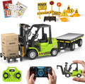 Mini RC Forklift Toy 3 in 1 Remote Control Forklift Trailer 10 Channel Mini Forklift Remote Control with Liftable Fork &amp Hook 1/64 Desktop RC Construction Vehicles for Adults Kids Boy Gift
