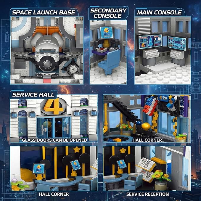 Skyscrapers Modular Building Blocks71cm Tall Four Heroes Tower Building Architecture Set -Space Academy Collectible Display Toy with Adults Sci-Fi MOC Construction Gift(6135pcs)