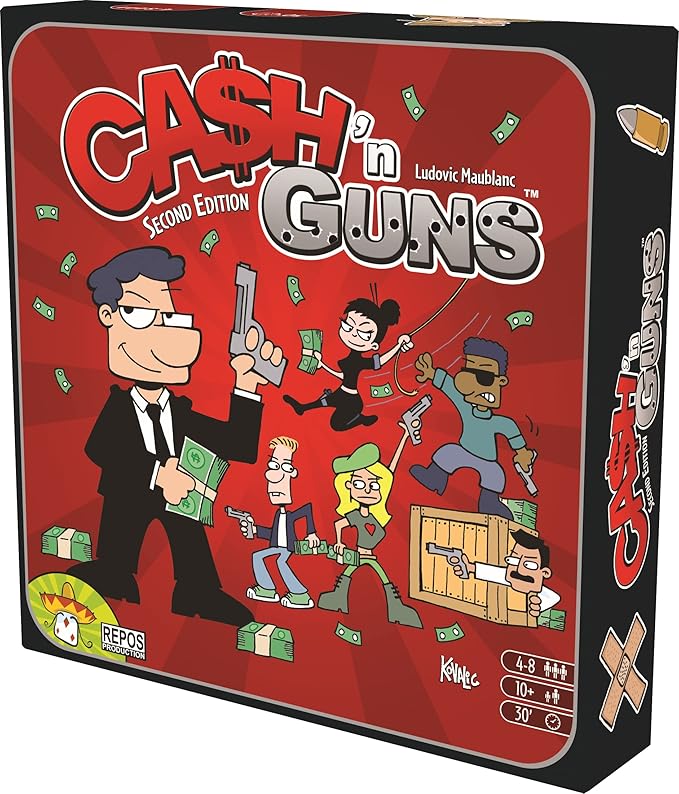 Asmodee Cash 'N Guns 2nd Edition Party Game - Unleash Foam-Powered Heist Intimidation Bluffing Strategy Game for Kids &amp Adults Ages 10+ 4-8 Players 30 Minute Playtime