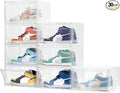 Attelite 8 Pack Shoe Boxes Clear Plastic Stackable Upgrade Large Shoe Storage Organizer Containers with Magnetic Door for Display Sneaker Easy Assembly
