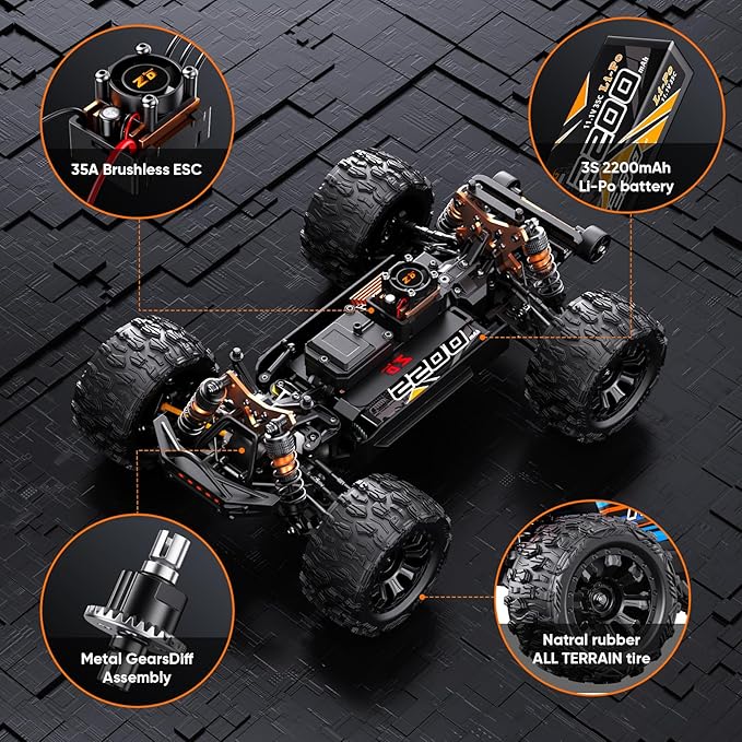 MT-16 1/16 Brushless Fast RC Cars 4X4 for Adults Fast 50 MPHHigh Speed RC Car 4WD Off Road Remote Control TruckAll Terrain RC Truggy for SnowSand &amp Mud Compatible with 3S BatterySuitable as G