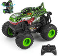 DYODYORC Remote Control Car 2.4Ghz All Terrain Dinosaur Monster Truck Toys RC Truck with Music 3 Lighting Effects 360 Stunt Capable 2 Batteries Ready to Run Toy Gifts for Boys and Girls (Green)