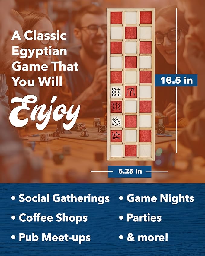WE Games Senet Egyptian Board Game – Handcrafted Solid Wood Senet Set for Historical Education Cultural Appreciation &amp Strategy – Ancient Game for Friends