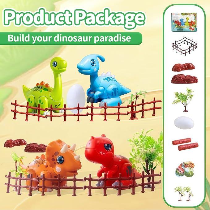 Assembly Dinosaur Toy Set for Kids Ages 3-5 Magnetic Dino Toys with Lights &amp Sounds Take Apart Dinosaur Building Set Creative STEM Educational Gift for Boys Girls