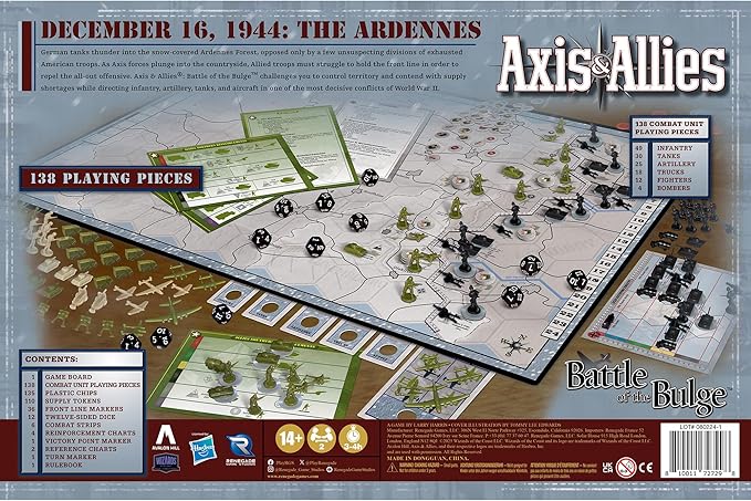 Renegade Game Studios Axis &amp Allies Battle of the Bulge WWII Strategy Board Game 2 Player Miniatures Wargame Ages 14+ 3-4 Hours