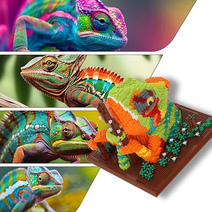 3D Wall Art Chameleon Animal Micro Building Blocks Set for Adults 2688 PCS Unique Home Decor &amp Creative Table Display Creative Gift Toy for Art Enthusiasts And People Who Love Building Blocks