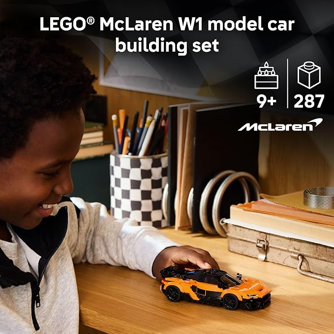 LEGO Speed Champions McLaren W1 Race Car Toy for Boys &amp Girls Ages 9+ - Building Set for Pretend Play &amp Display w/1 Driver Minifigure - Gift Idea for Kids &amp Supercar Fans - 77257