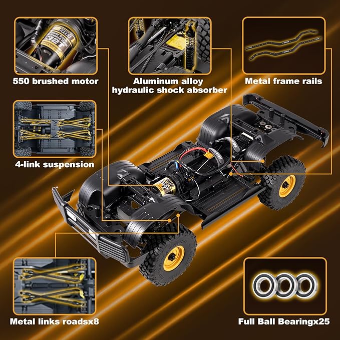 FMS FCX10 1/10 RC Crawler Land Rover Camel Trophy Edition Official Licensed 4WD All Terrain Off-Road RC Truck for Adults High-Detail Scale RC Car with Metal Gears Upgraded Shocks (Discovery)