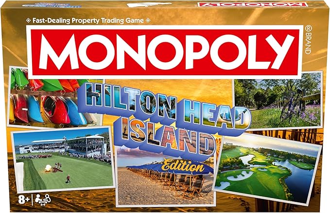 Monopoly Board Game – Hilton Head SC Edition: 2-6 Players Family Board Games for Kids and Adults Board Games for Kids 8 and Up Great for Game Night
