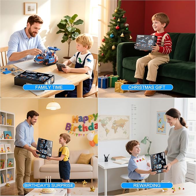 5in1 Robot Building Kits for Kids 6-12 APP &amp Remote Control STEM Robot Building Toys for Kids Science Learning Technic Coding Tank Truck Stem Building Sets Erector Set for Boys Girls Xmas Gifts