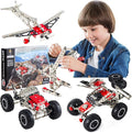 6-in-1 STEM Kit - Engineering Metal Truck Airplane and Sports Car Excavator Toy for Boys 8-12 - STEM Building Toys for Kids 5-7 6-8 8-10 Educational Toys for Kids Boys Model Kit