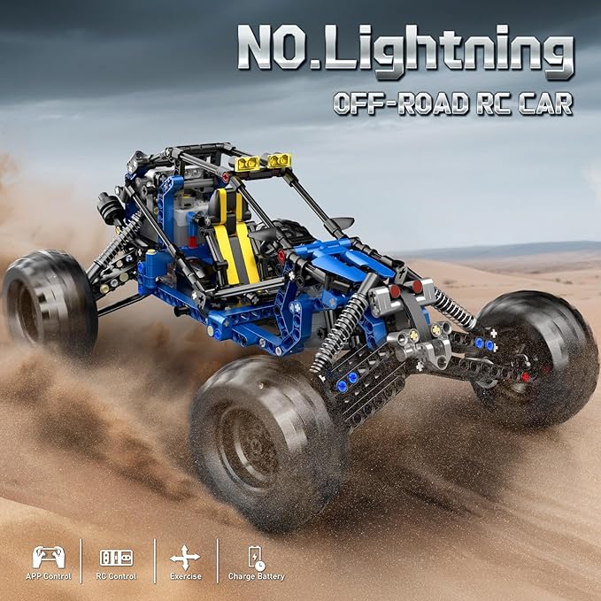Mould King 18018 Off-Road RC Car Building Sets 515 Pieces Lightning Climbing Car with 2.4GHz Remote &amp APP Control High-Speed RC Buggy Bricks Toy for Boys &amp Adults Ages 8+