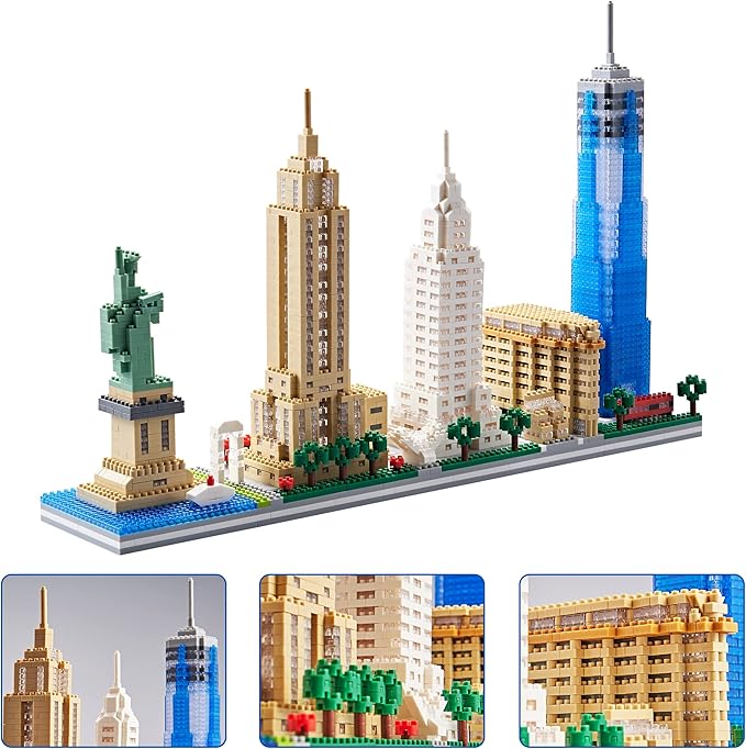 City Architecture New York Skyline Micro Building Blocks Set for Adults NYC Skyline Collection Model Kit for Adult Age of 14+ 3452 Pieces