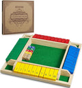 AMEROUS Shut The Box Dice Game-12 inches-Colorful Design-1-4 Players-12 Dice-Gift Package Classic 4 Sided Wooden Board Game for Adults Kids Classics Board Game