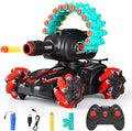 BOKSYUR Rc Car Shoot SoftBulletFits for NerfRc Tank That ShootsBattle ANK with Remote Control Tank That Shoots Foam Darts-Stunts16Foam Darts- Birthday Presents ForKids 7 8 9 10 11 Year Old（red）