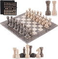 Marble Chess Set 15 Inches Handmade Oceanic &amp Travertine Luxury Board Games for Adults Ideal Marble Chess Board Game Set Chess Pieces &amp Storage Box for Gifts &amp Home Decor