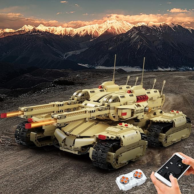 Mould King 20011 Technology MOC Building Block Tank Remote Control Rechargeable Military Mammoth Tank RC Tank Model Kits for Adult 3296 Pieces