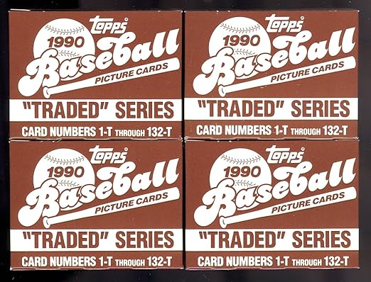 FOUR LOT 4X 1990 Topps Traded Baseball Card Complete set Box Collection