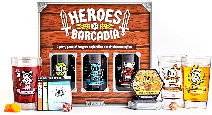 Rollacrit Heroes of Barcadia Board Game – Battle Monsters and Gain Loot with the Liquid Life System
