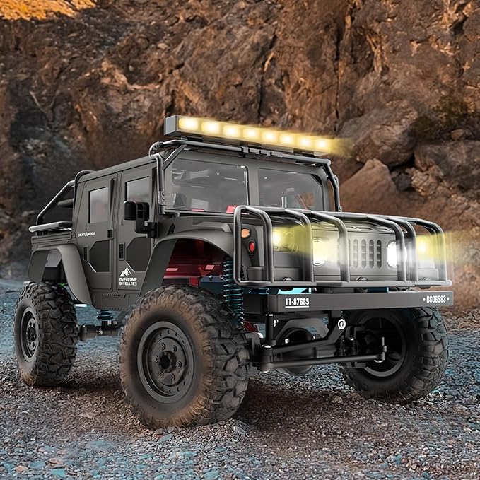 SIMREX 1:12 Scale All-Terrain Remote Control Car 4WD RC Cars with 2.4 GHz RC Climbing Truck IPX4 Waterproof Off-Road Vehicle with Two Rechargeable Batteries for Kids Teens Adults