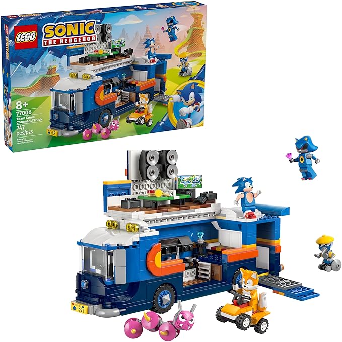 LEGO Sonic The Hedgehog Team Sonic Command Truck Building Toy - Pretend Play Vehicle W/5 Figures for Boys &amp Girls Ages 8+ - Toy Building Blocks for Kids - Gift Idea for Birthdays - 77006