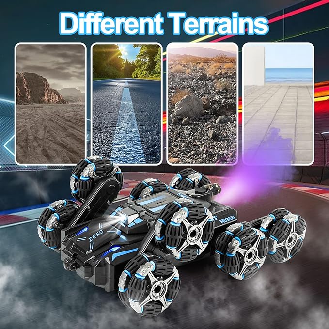 GIAT 8 Wheels Gesture Sensing RC Stunt Car Toy - Birthday Gifts Ideas for Boys Ages 5-7 6-12 8 9 10 11 Years Old Remote Control Off-Road Vehicle with 360-Degree Flips Lights &amp Music