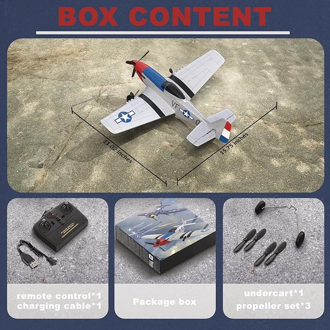 RC Plane for Beginners P51 Remote Control Airplane for Adults 2.4GHz 3 Channel Fighter Featuring 6 Axis Gyro Stabilizer Easy to Fly