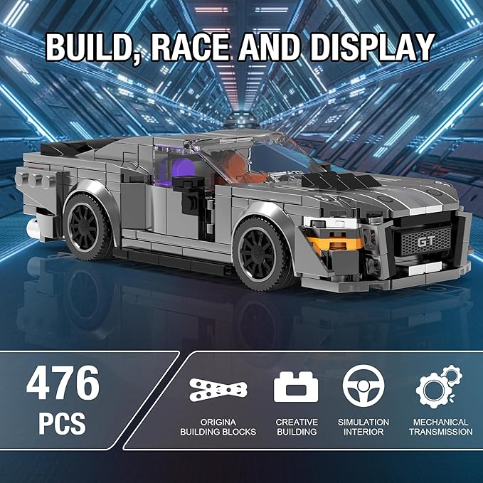 HIGH GODO Super Sports Car Building Set Racing Car Building Kits for Adults and Teens 14+Collectible Model Cars Construction Blocks Toys Gifts (476 Pieces)