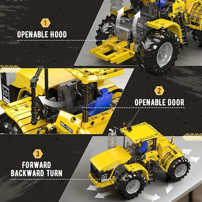 Mould King 17081 Tractor Technique Building Set 4x4 Toy Car Challenger Articuated Tractor Construction Vehicle Toys DIY Engineering Model Sets for Age 14+/Adult(1300 Pieces)