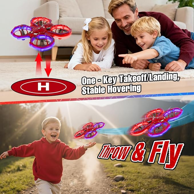 Spider Drones for Kids 8-12: Stunt Drone 5D Obstacle Avoidance RC Quadcopter 3D Flips Auto Hovering LED Lights Indoor Outdoor Remote Control Helicopter for Boys Girls Adults
