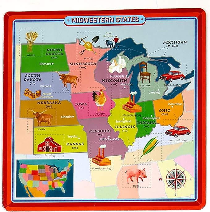 eeBoo: USA Geography Bingo for Kids for Ages 5+ A Fun Kids Learning Game That Teaches About The USA and Improves Memory