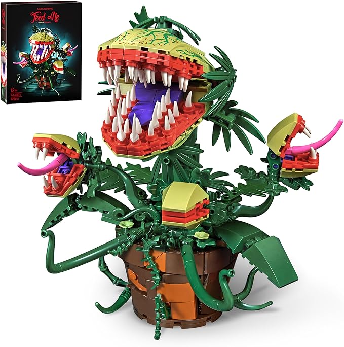 Millionspring Piranha Plant Audrey II 2 Building Blocks Set Toys Kit Horrors Flower Shop Decoration Valentine Gift for Tv Film Fans Families Friends 12+ On Halloween Birthday Christmas