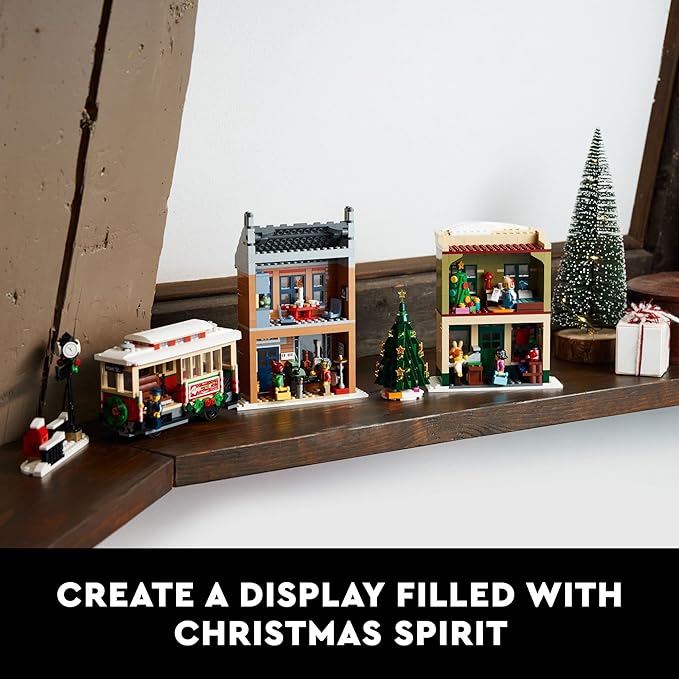 LEGO Holiday Main Street Building Set 10308 for Adults and Family Christmas Village Building Kit Holiday Display Set with Shops Streetcar and 6 Minifigures Christmas Decoration to Build Together