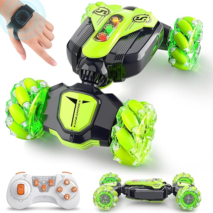 Gesture Sensing Remote Control Stunt Car - Boys Toys Age 6-8-12 4WD Hand Controlled RC Twist Car with Light &amp Music Cool Birthday Presents and Ideas Gifts for Kids Age 3 4 5 6 7 9 10 11 12 Years