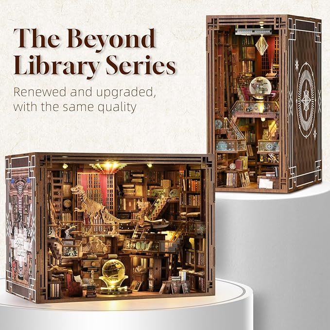 Book Nook Kit DIY Miniature Dollhouse Booknook Kit with Led Light and Dust Cover (Beyond Library Max)