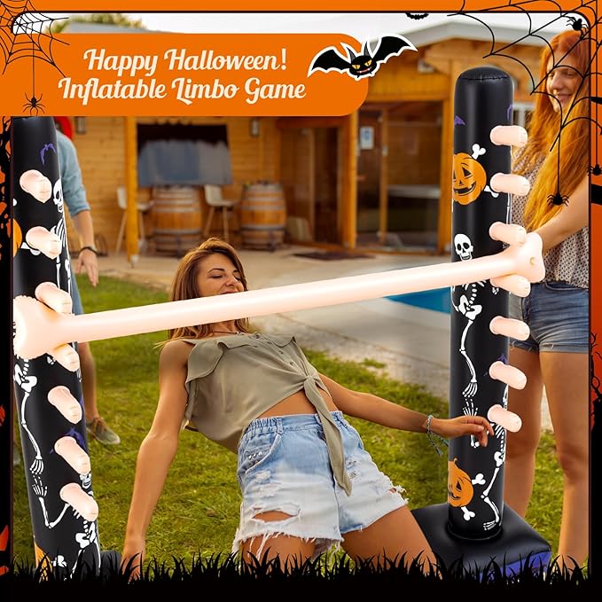Threan Halloween Party Games Inflatable Limbo Game for Adults Easy Spooky Limbo Carnival Game Enhance Family Bonding for Indoor Outdoor Birthday Halloween Party Games Picnic Pool