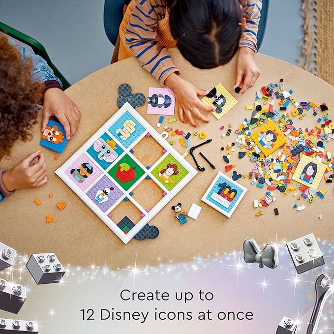 LEGO Disney Classic 100 Years of Disney Animation Icons 43221 Buildable Disney Toy with Mickey Mouse Minifigure Classic Disney Wall Art Fun Toys for Kids Ages 6+