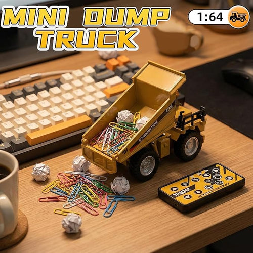 1:64 Mini RC Dump Truck Toy Alloy Metal Construction Vehicle with App &amp Remote Dual Control Variable Speed LED Lights &amp Sound RC Engineering Car Gift for Kids &amp Adults